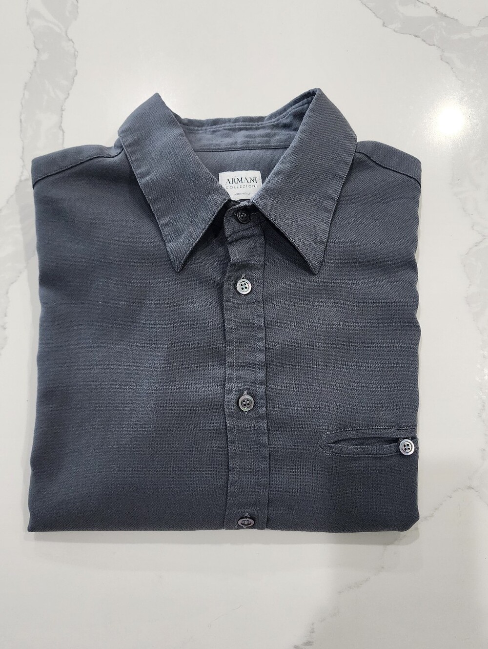 Armani Collezioni Slate Gray Long-Sleeve Button-Down Shirt